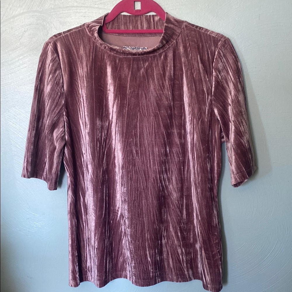 Pilcro Ribbed Mauve T-Shirt with Short Sleeves